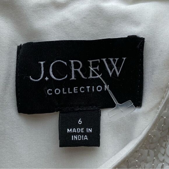 NWOT J. Crew Collection White Fringe Trim with Sequins Sheath Dress Size 6 - Picture 10 of 16